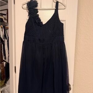 Adrianna Papell Navy One-Shoulder floral Dress